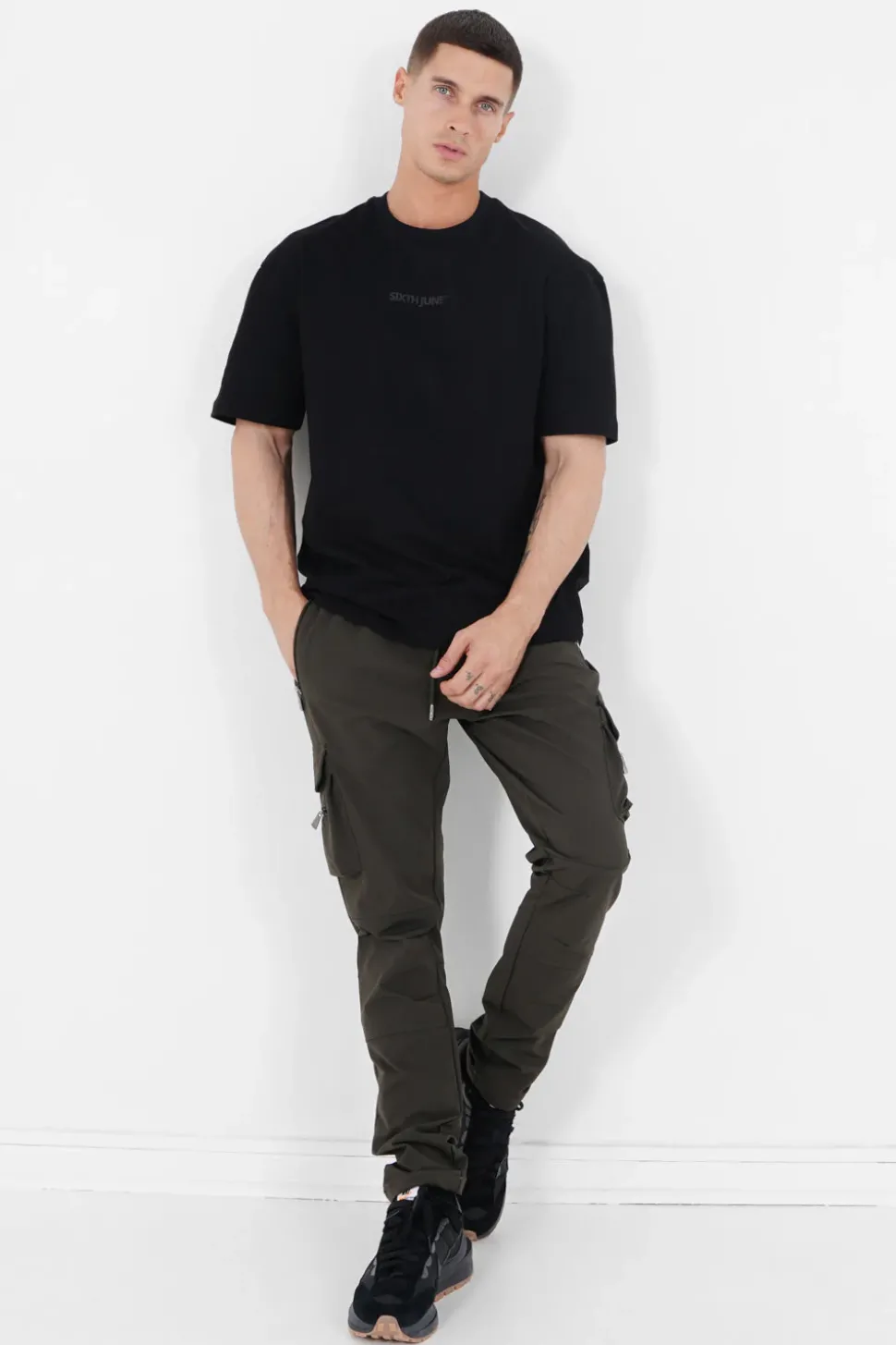 Pantalon Poches Cargo Nylon Vert Kaki