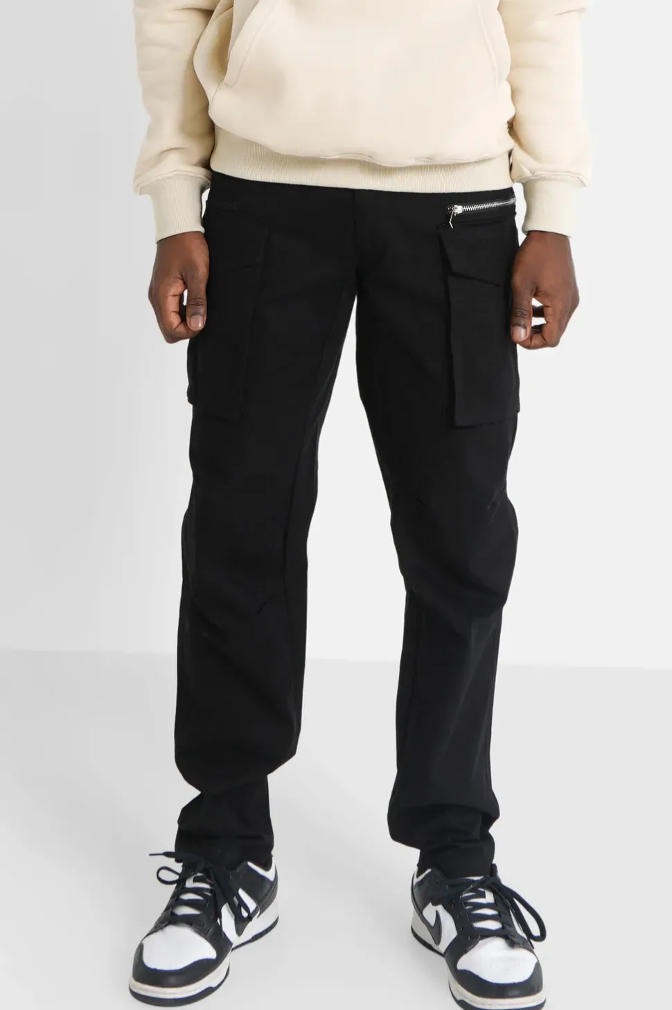 Pantalon Poches Cargo Zip Noir