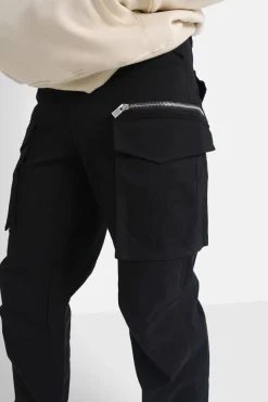 Pantalon Poches Cargo Zip Noir