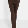 Pantalon Texture Evase Marron Fonce