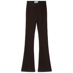 Pantalon Texture Evase Marron Fonce