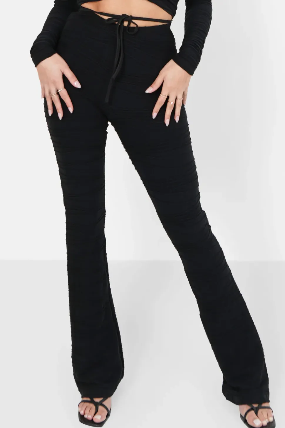Pantalon Texture Evase Noir