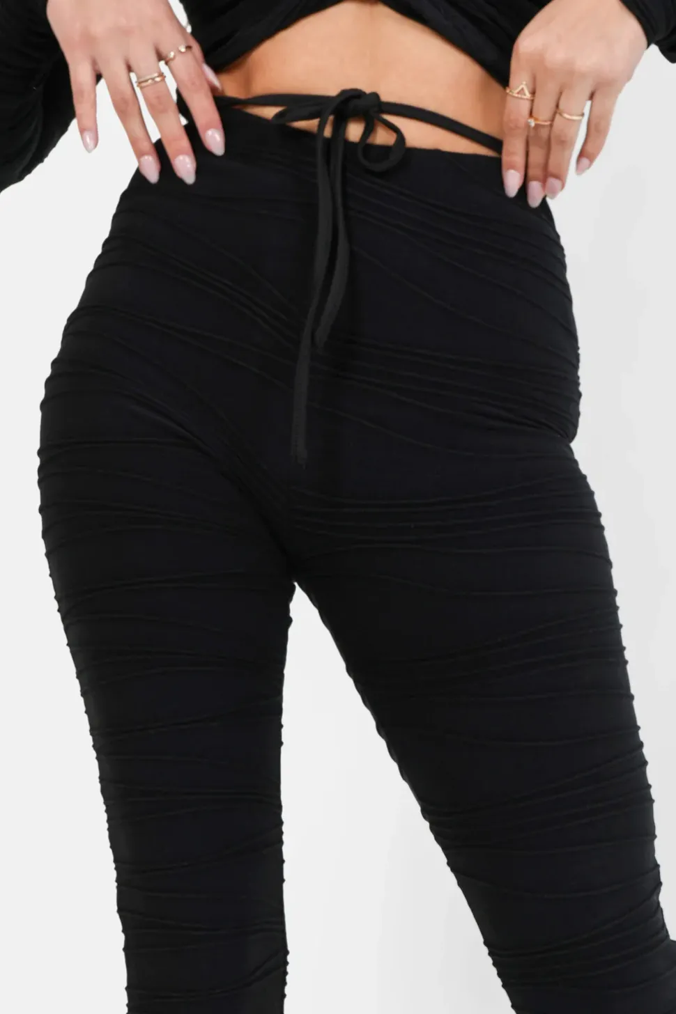Pantalon Texture Evase Noir