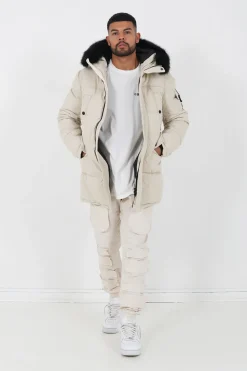 Parka Fourrure Deperlante Beige
