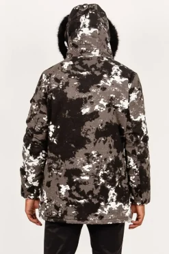 Parka Fourrure Imprime Montagne Noir
