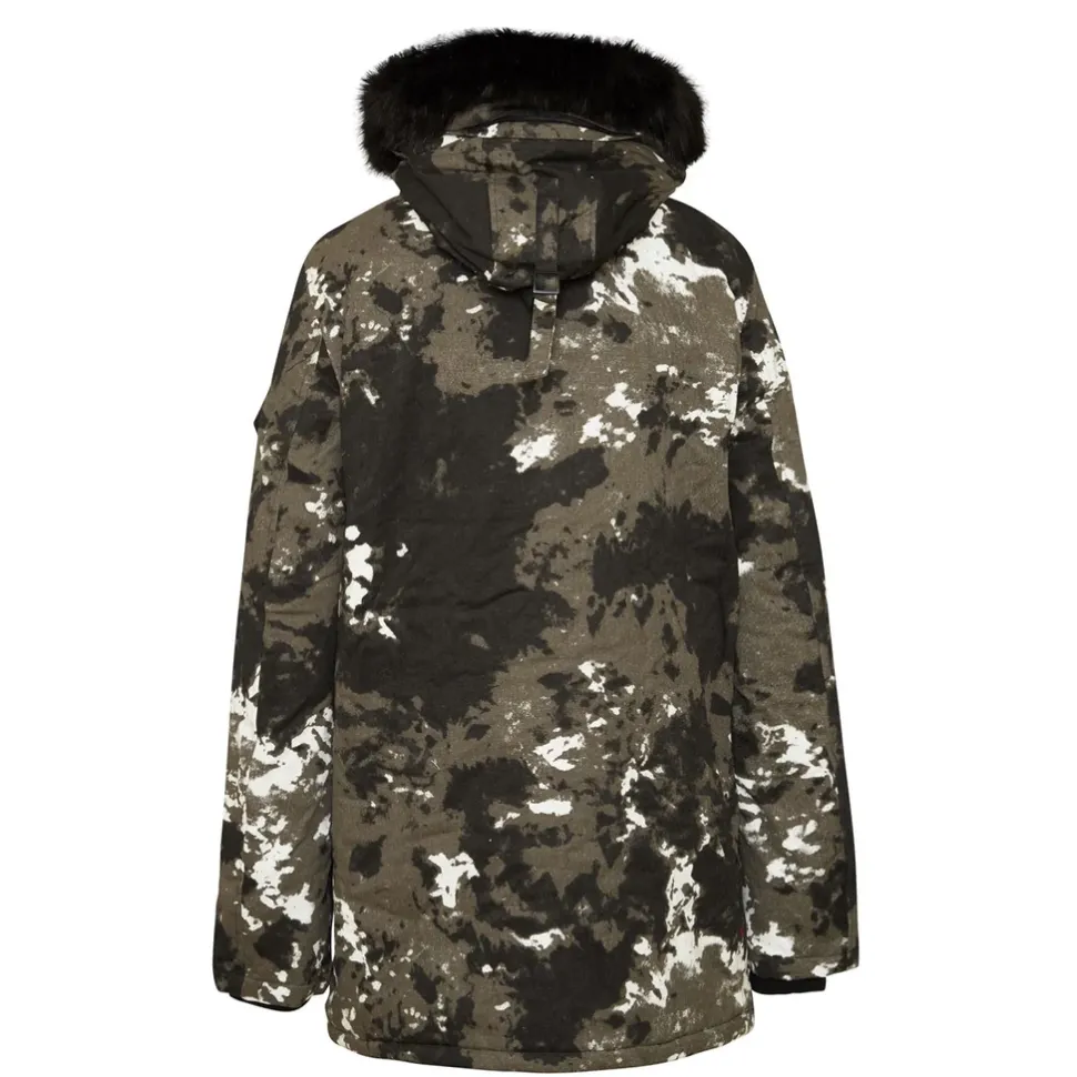 Parka Fourrure Imprime Montagne Noir
