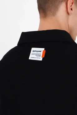 Polo Gaufre Oversize Noir