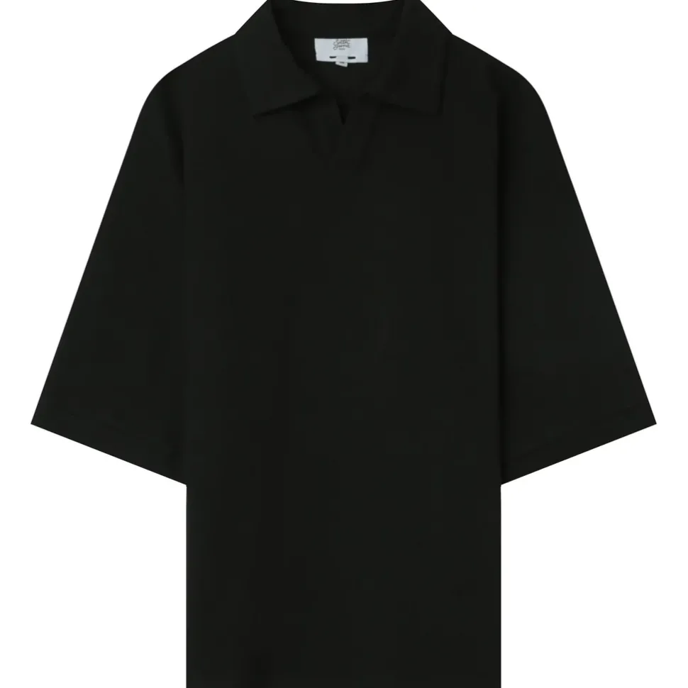 Polo Gaufre Oversize Noir