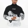 Pull Imprime Montagne Noir