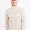 Pull Maille Col Roule Beige