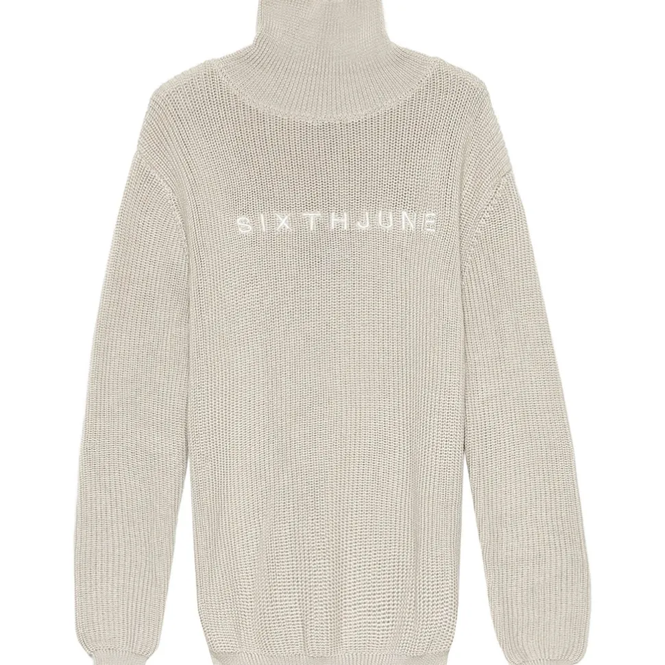 Pull Maille Col Roule Beige