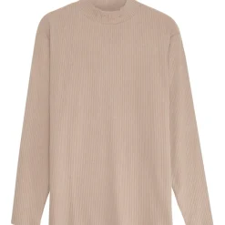 Pull Maille Cotele Col Beige Fonce