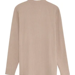 Pull Maille Cotele Col Beige Fonce