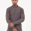 Pull Maille Cotele Col Gris Taupe