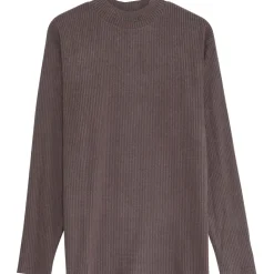 Pull Maille Cotele Col Gris Taupe