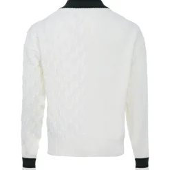 Pull Maille Cotele Col V Blanc Casse