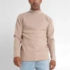 Pull Maille Logo Brode Beige