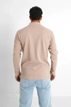 Pull Maille Logo Brode Beige