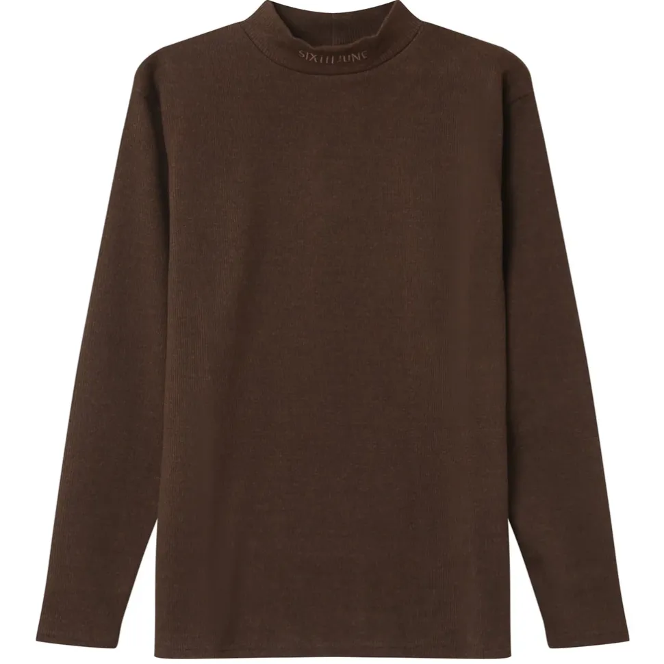 Pull Maille Logo Brode Marron