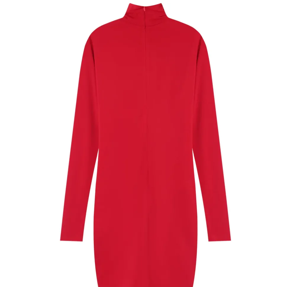 Robe Agrafes Manches Longues Rouge