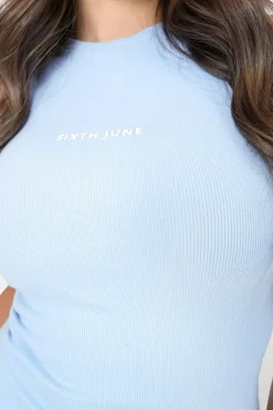 Robe Cotelee Moulante Bleu Clair