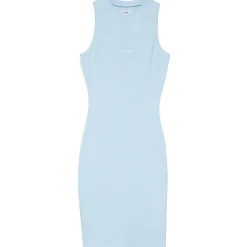 Robe Cotelee Moulante Bleu Clair