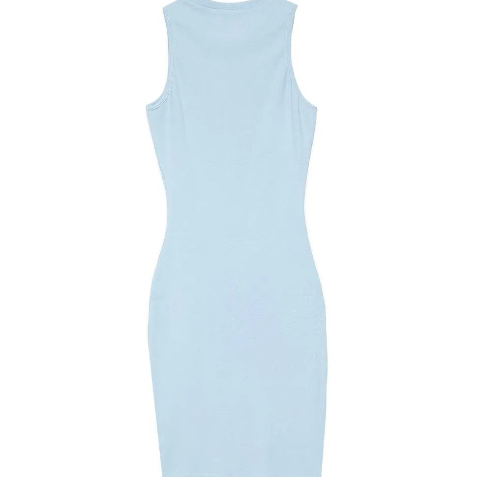 Robe Cotelee Moulante Bleu Clair