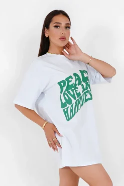 Robe Courte Peace Love Blanc