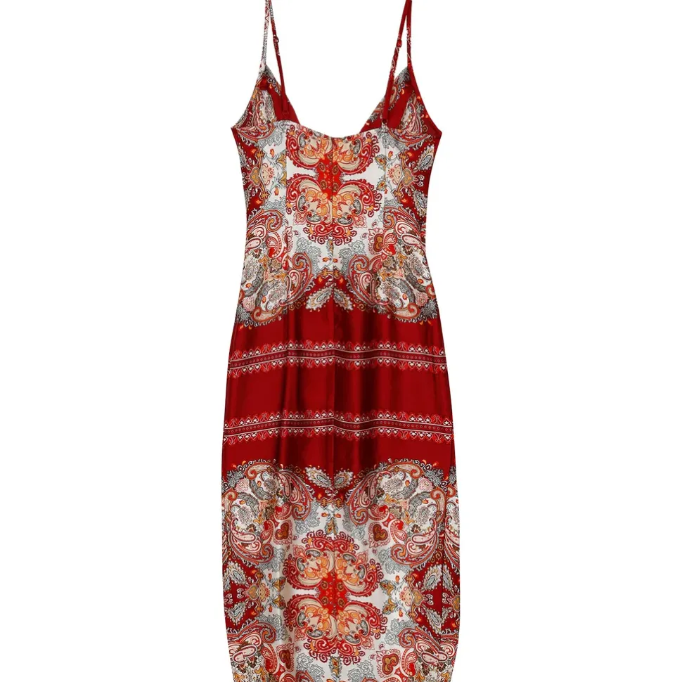 Robe Motif Orientale Rouge Fonce