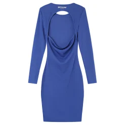 Robe Moulante Ouverture Dos Bleu Fonce