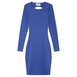 Robe Moulante Ouverture Dos Bleu Fonce