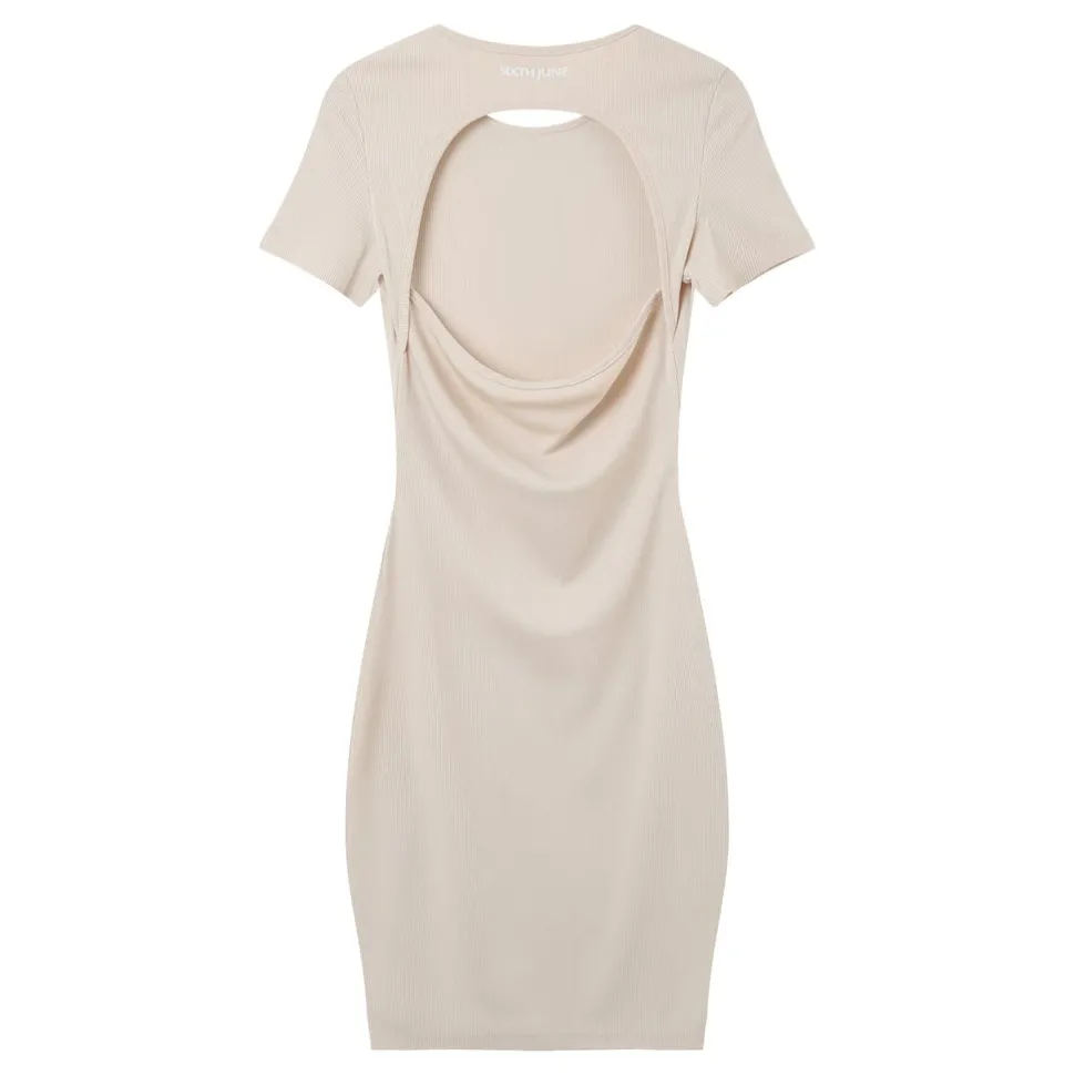 Robe Ouverture Dos Beige
