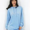 Robe Sweat Velours Strass Bleu