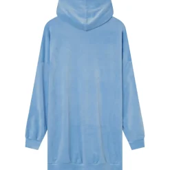Robe Sweat Velours Strass Bleu