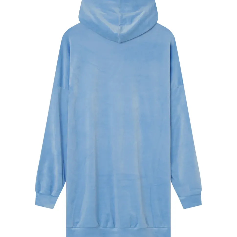 Robe Sweat Velours Strass Bleu