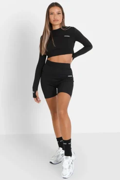 Short Court Satine Brode Noir