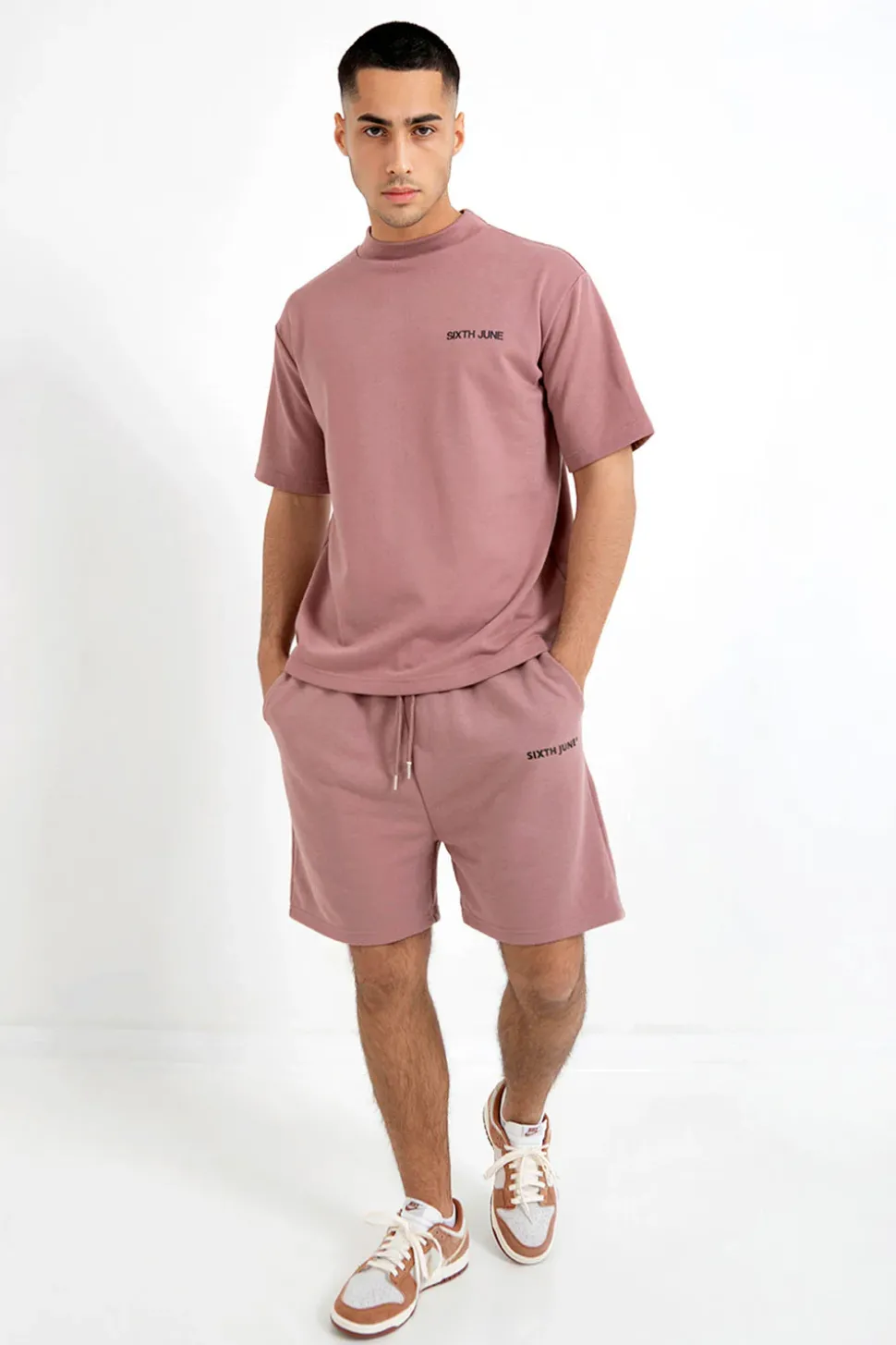 Short Essential Logo Rose Fonce