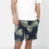 Short Fluide Motif Tropical Bleu Fonce