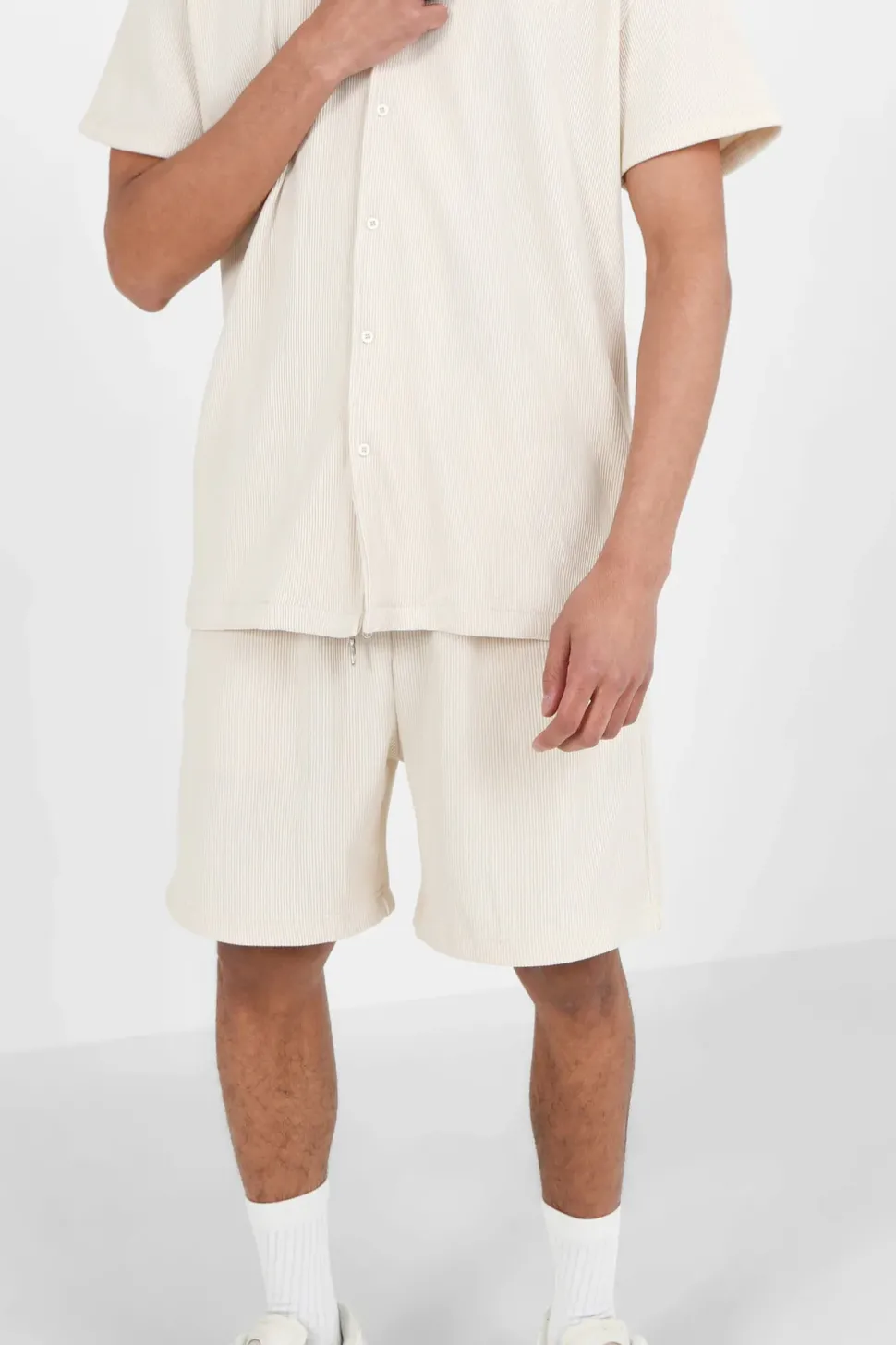 Short Fluide Plisse Beige