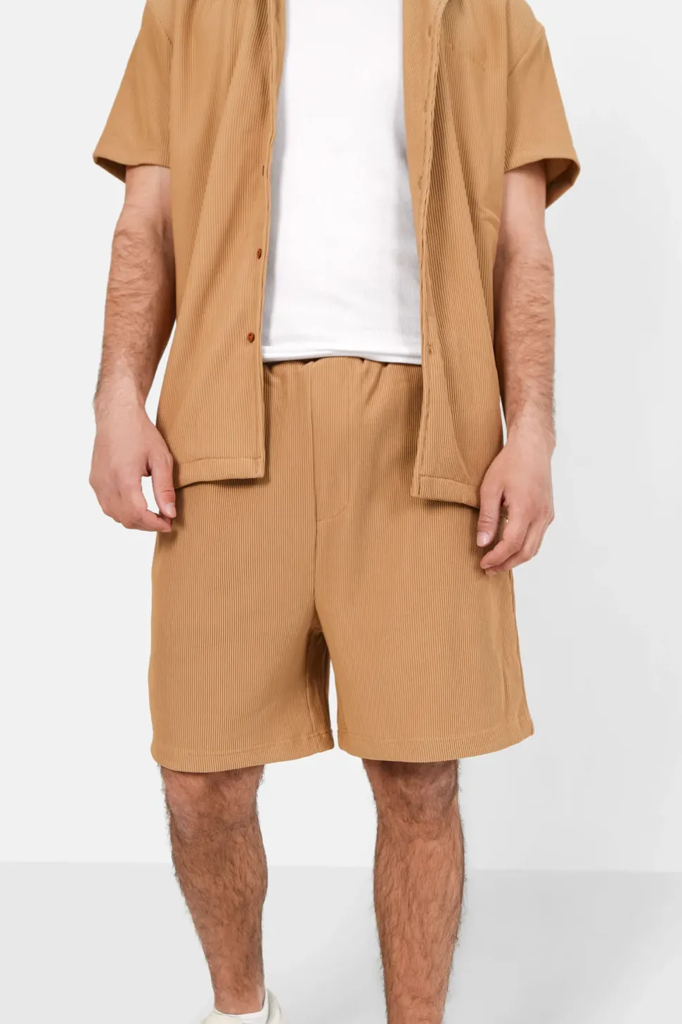 Short Fluide Plisse Marron