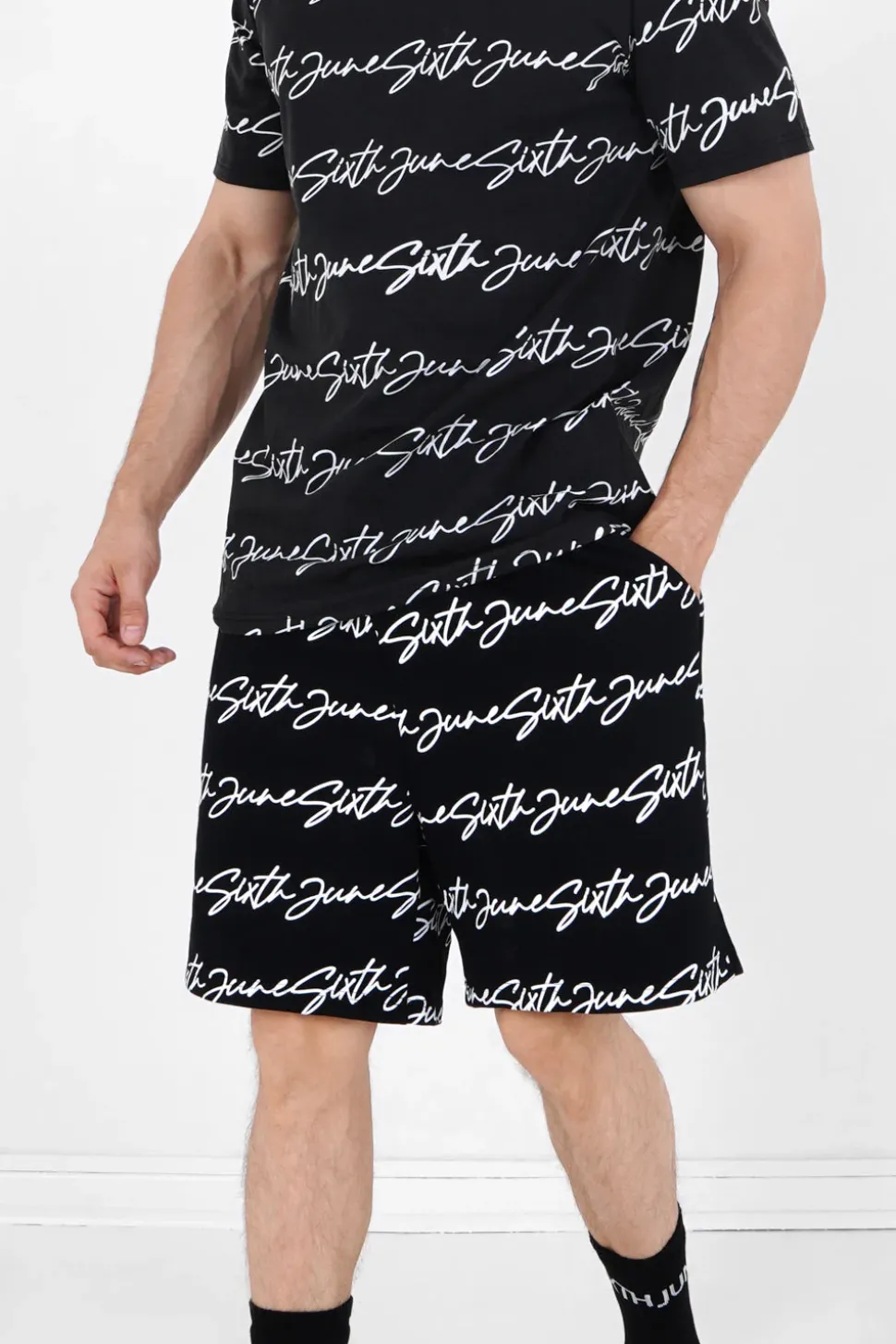 Short Logo Signature Imprime Noir