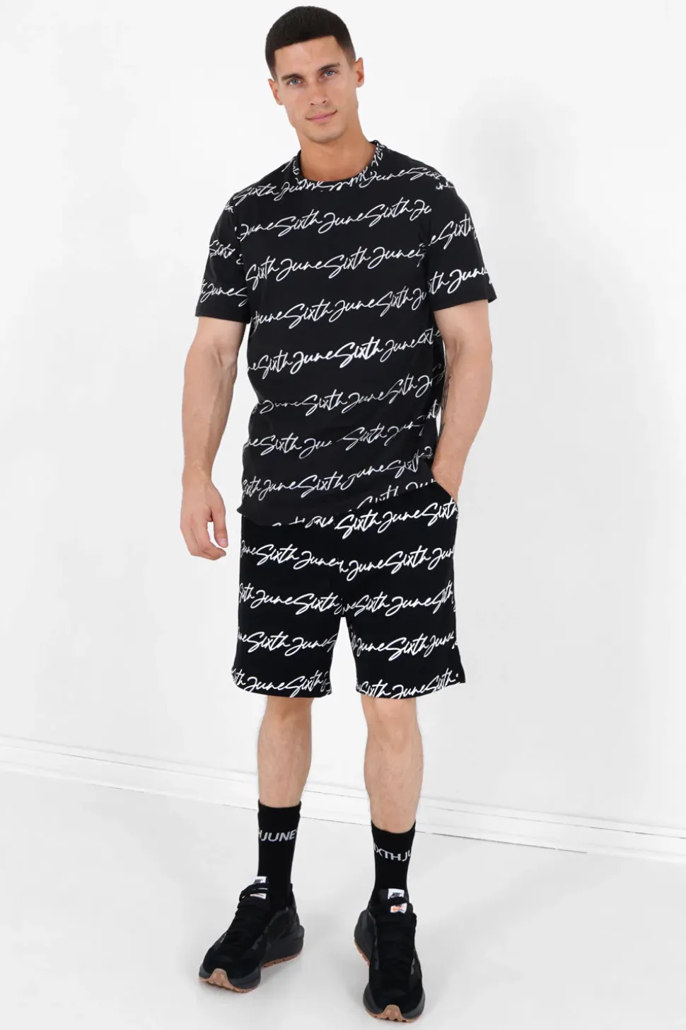 Short Logo Signature Imprime Noir