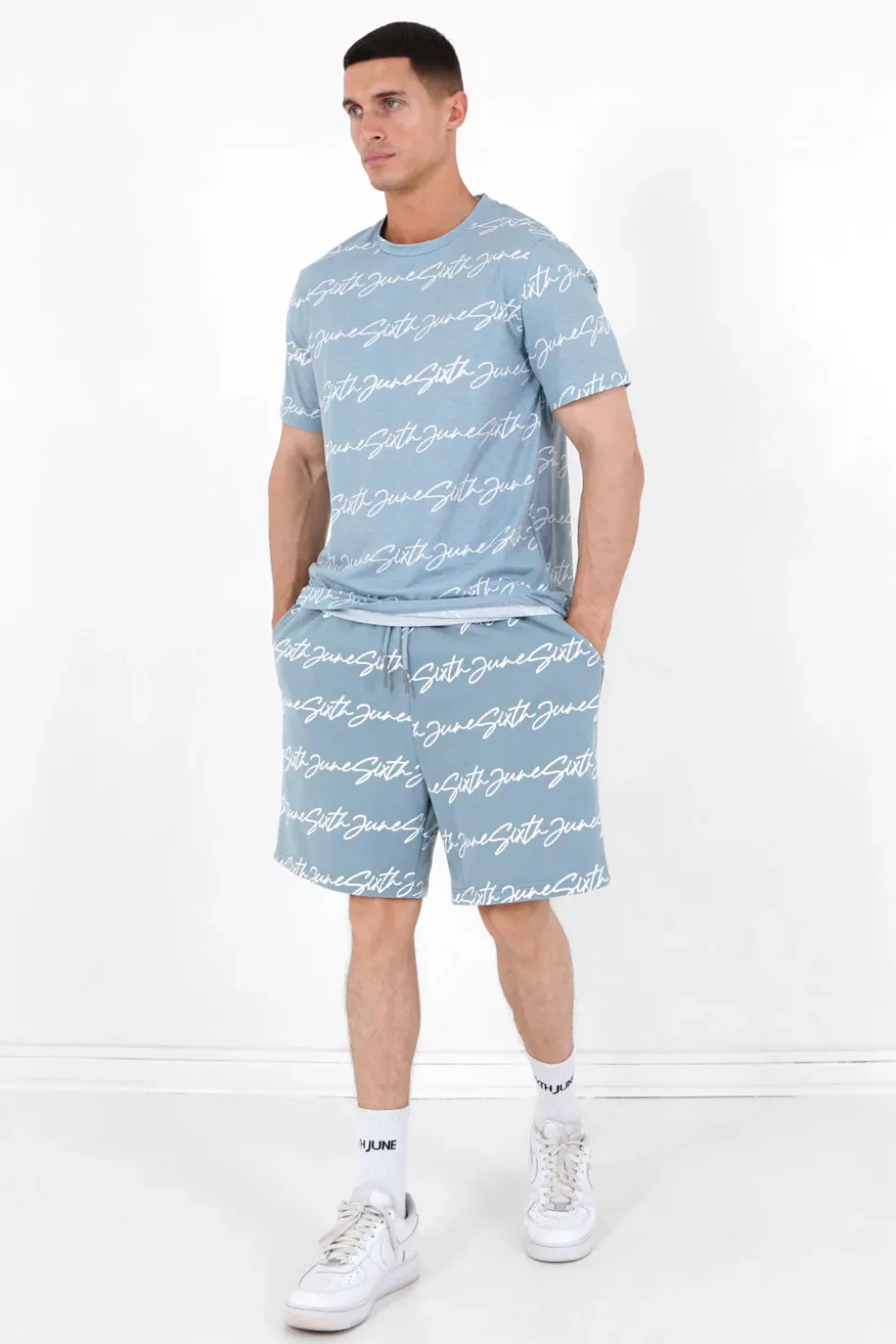 Short Logo Signature Imprime Bleu