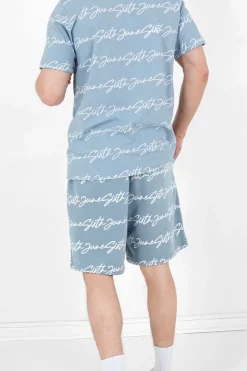 Short Logo Signature Imprime Bleu