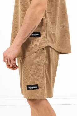 Short Mesh Logo Beige