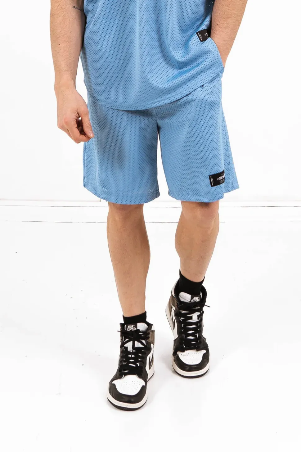 Short Mesh Logo Bleu