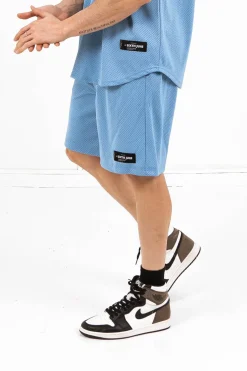 Short Mesh Logo Bleu
