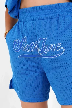 Short Mesh Logo Bleu