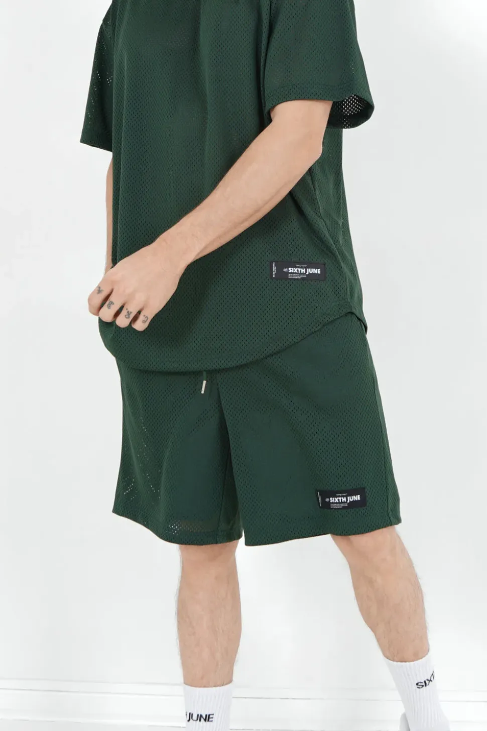 Short Mesh Logo Vert Fonce