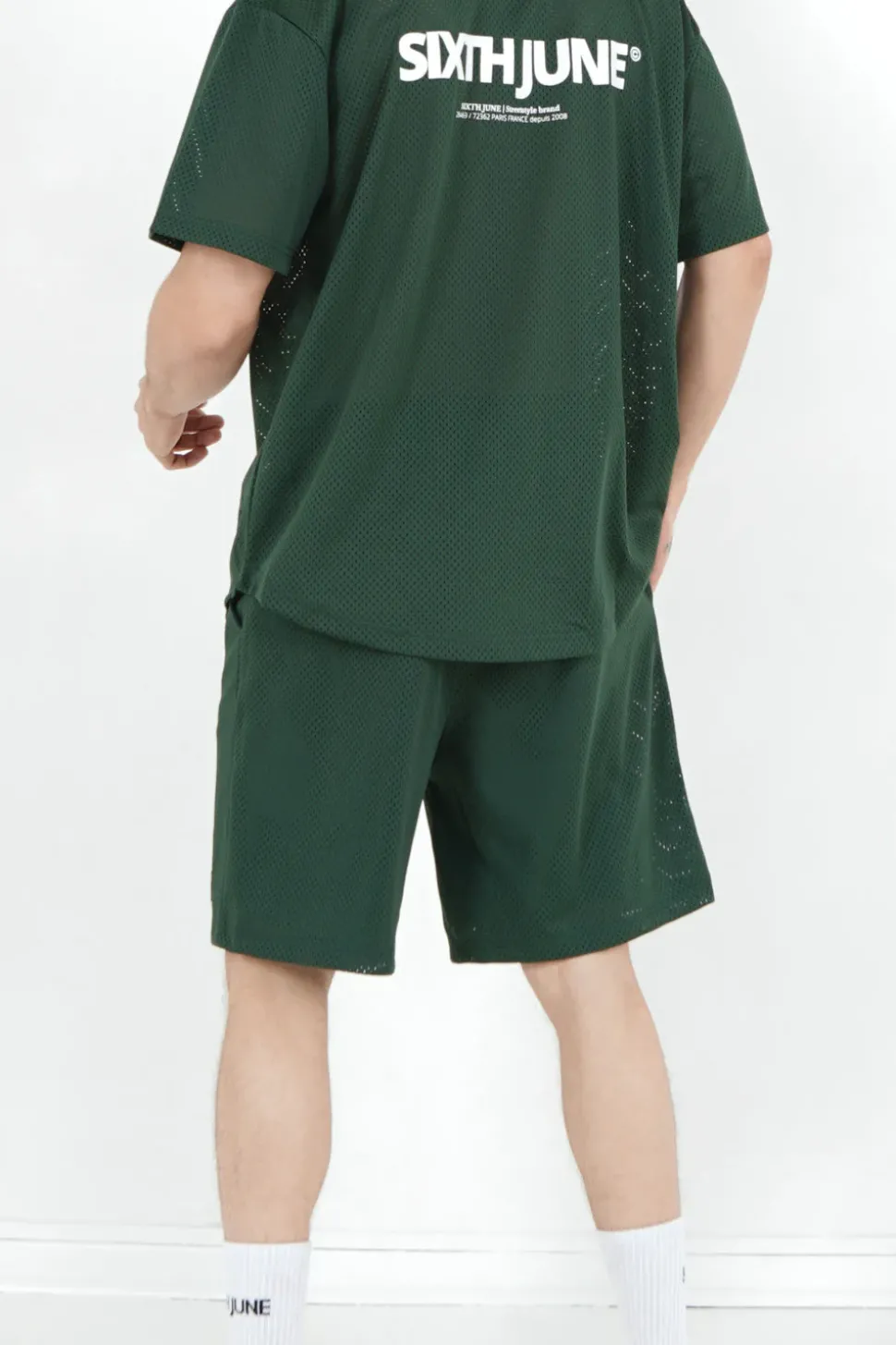 Short Mesh Logo Vert Fonce